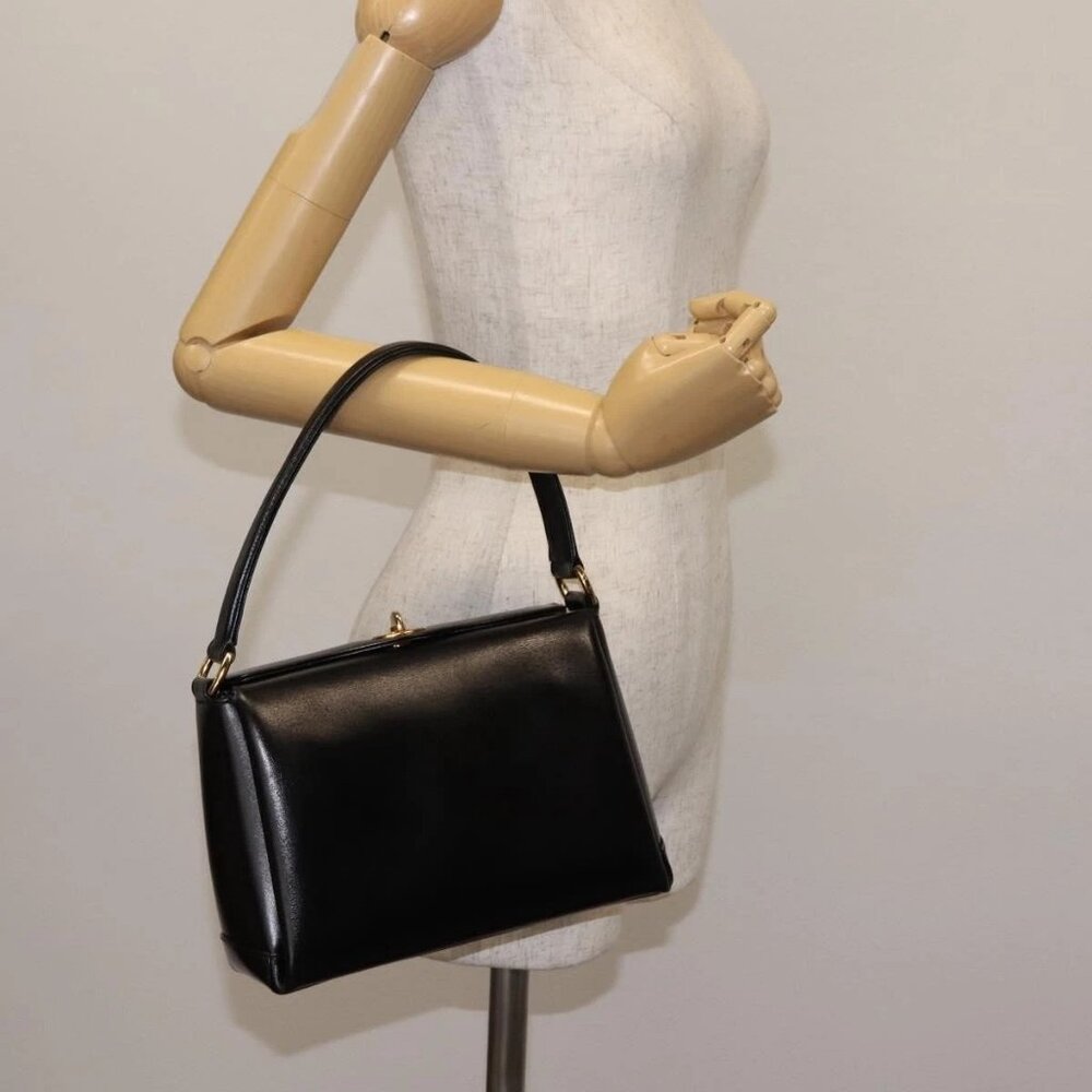 GUCCI Interlocking Hand Bag Leather Black Gold Auth fm4894 - Picture 15 of 16